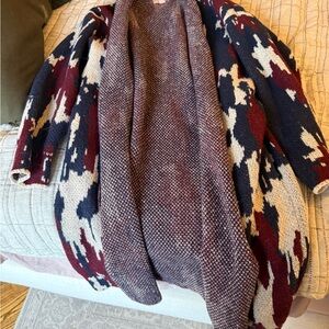 Knox Rose Navy and Burgundy Cardigan
